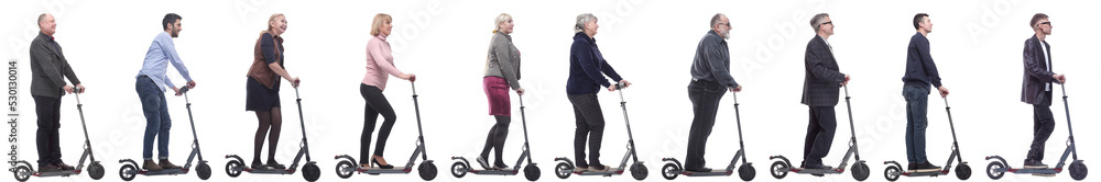 group of successful people on scooter isolated group of successful people on scooter isolated