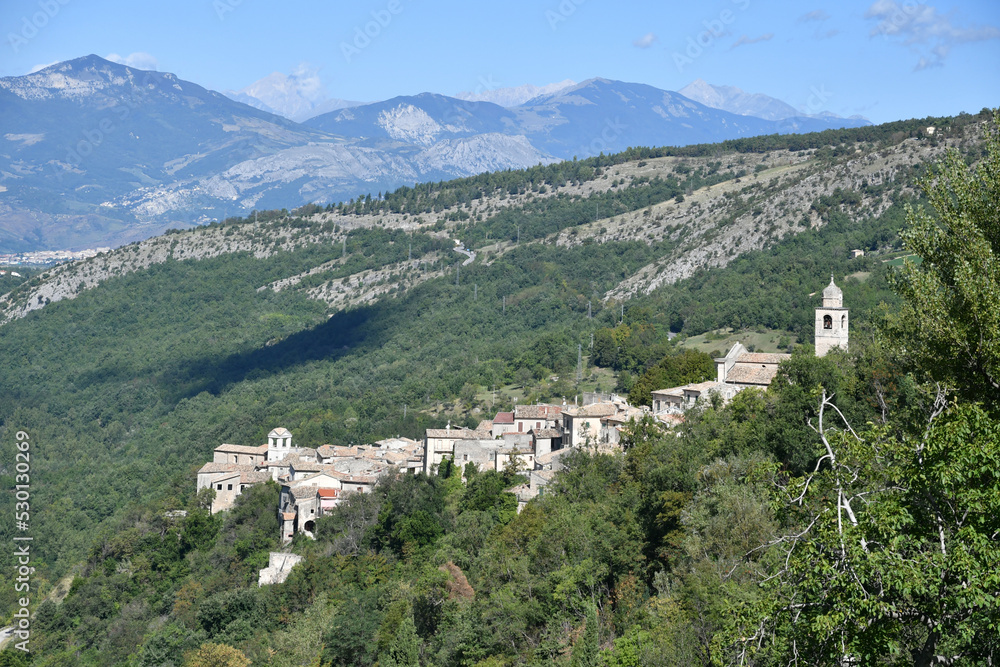 Panoramic view of Caramanico Terme, a village in abruzzo region in Italy.