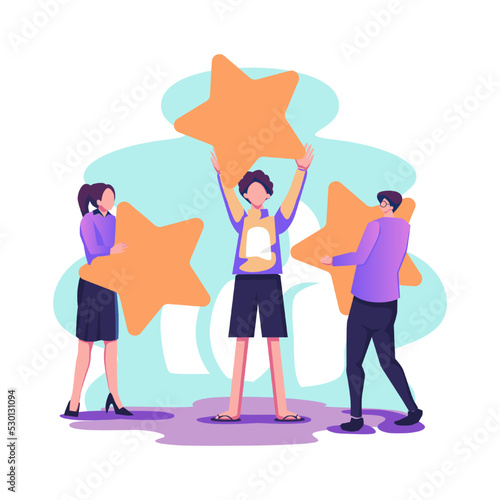 Vote measurement of customer satisfaction and star rating satisfactory rating flat