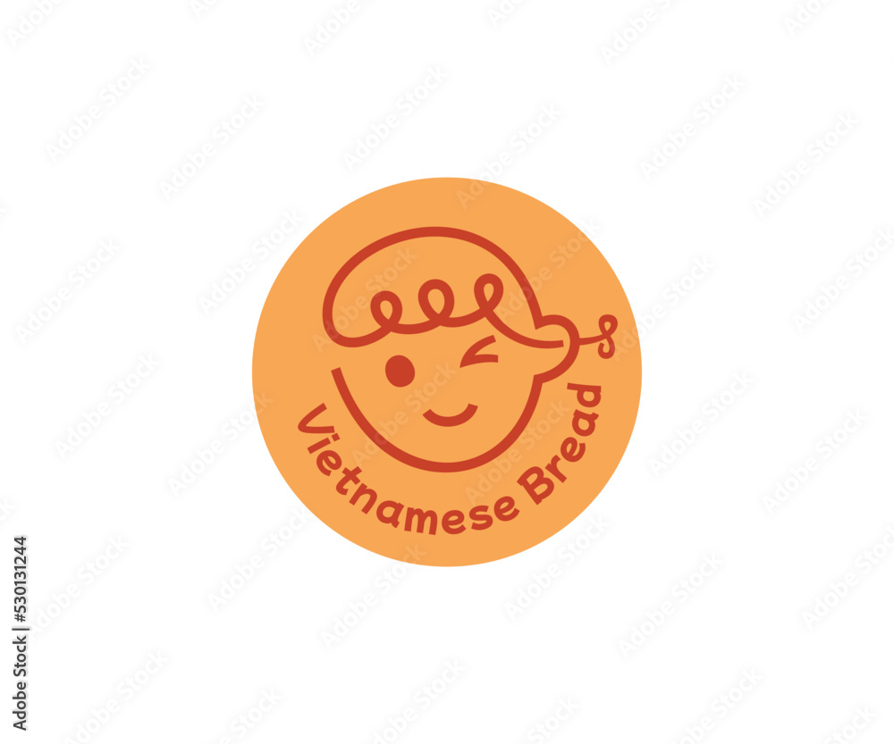 Cute smiling baby Vietnamese bread doll. Vector design illustration of