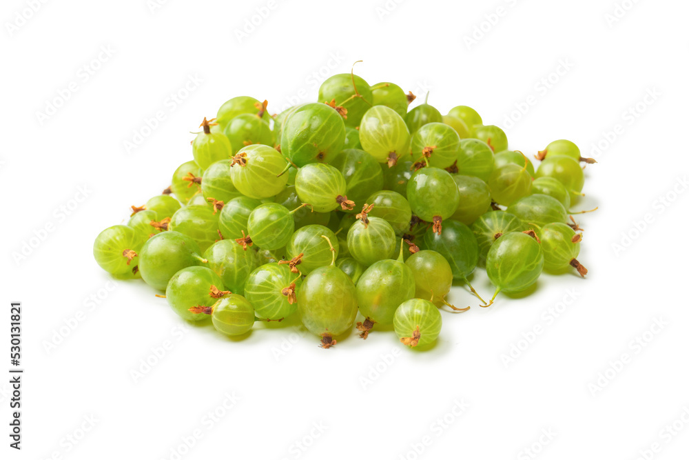 A group of gooseberries isolated on a white background.