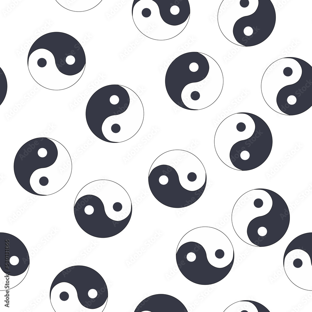 Fototapeta premium seamless pattern of hand drawn doodle sketch Yin Yang symbol isolated on white background