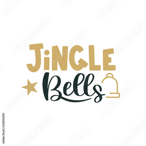 Jingle Bells. Merry Christmas and Happy New Year lettering. Winter holiday greeting card, xmas quotes and phrases illustration set. Typography collection for banners, postcard, greeting cards, gift