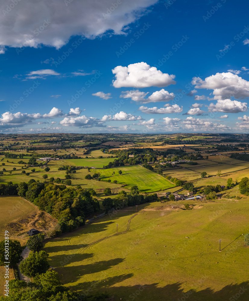 Aerial view over North Yorkshire countryside near Harrogate