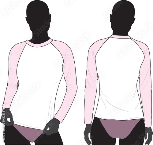 Swimwear Rash guard wetsuit fashion design flat model sketch