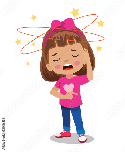 dizzy sick and unhappy child girl