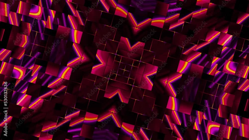 Purple, orange and yellow neon color abstract concert visual 4K looping background for party, holiday event, festival and music visualizations 045