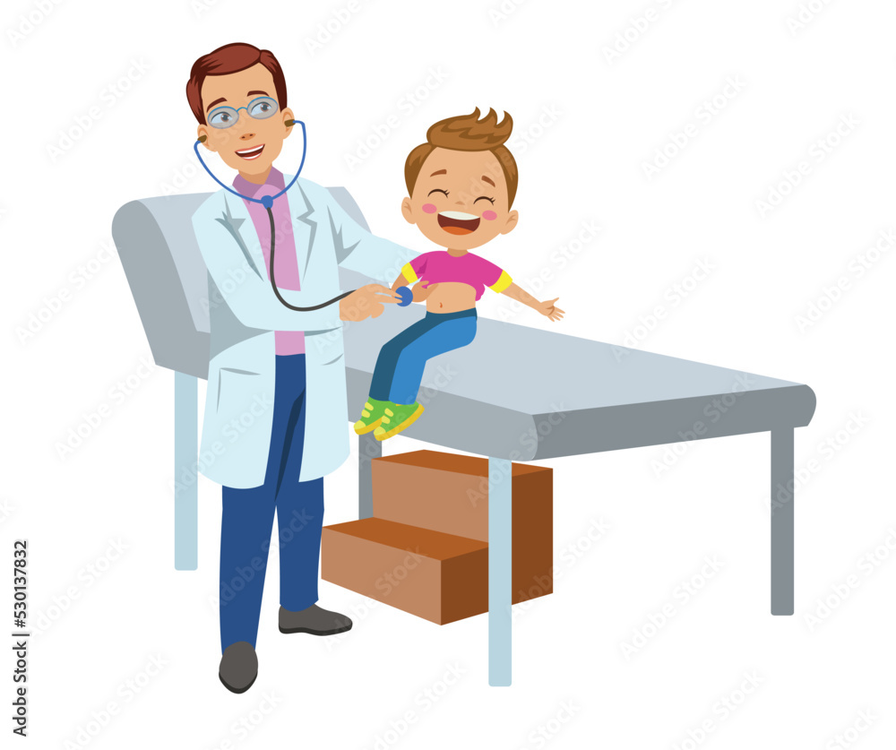 Obraz premium doctor examining sick boy in hospital