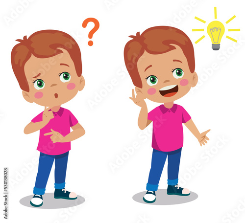 cute boy who thinks and finds