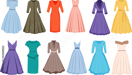 dresses set in flat style style vector
