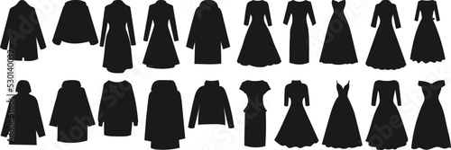 black silhouette clothes set isolated vector