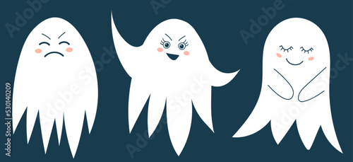 cute ghosts, in flat style style vector