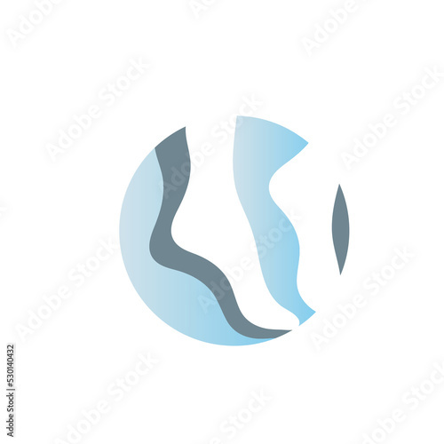 Feet circular icon.Sports, medical and healthcare sign isolated on light background.Orthopedics logo.Emblem style design.