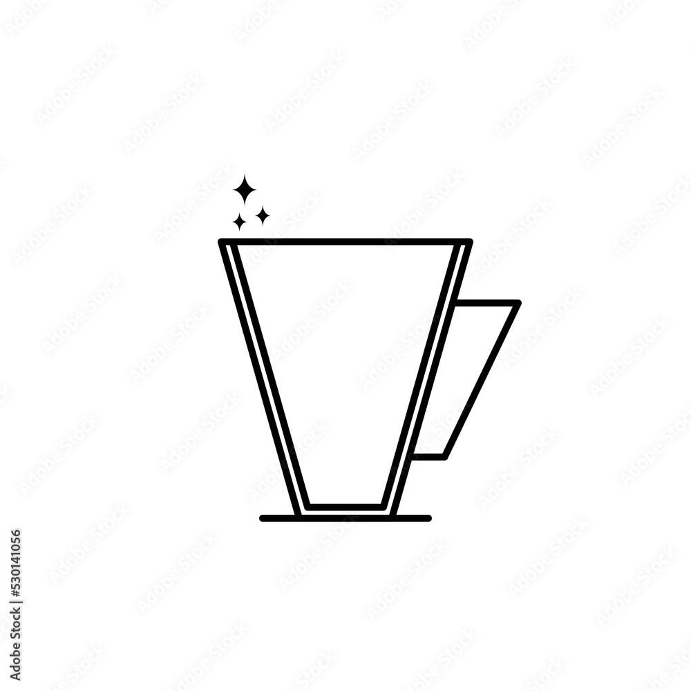 sparkling coffee cup icon on white background. simple, line, silhouette and clean style. black and white. suitable for symbol, sign, icon or logo