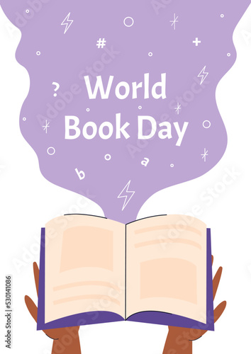 World book day poster. Concept of reading, development, education. Vector flat illustration.
