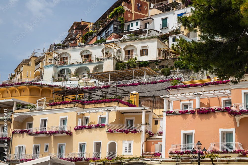 The beautiful and rural cliff side town of Positano on the Amalfi Coast of Italy, Europe.