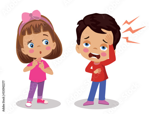 Cute girl feeling sorry for her friend with a headache