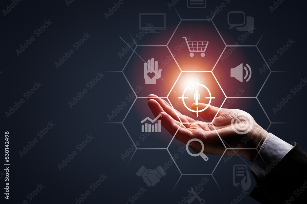 Target icon and Businessman hands, customer concept. Target icon and Businessman hands, customer concept.