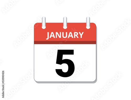 January, 5th calendar icon 