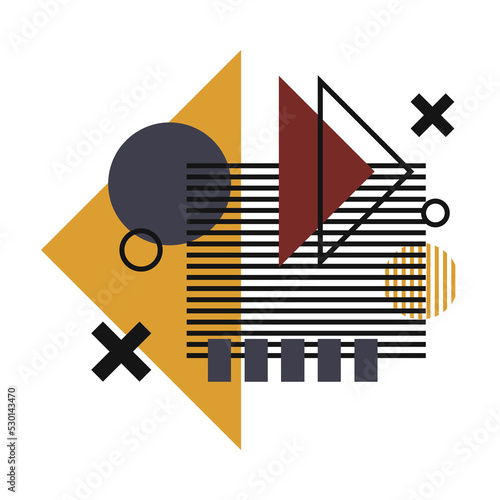 Geometric shapes and arroww illustration, geometry design isolated icon 