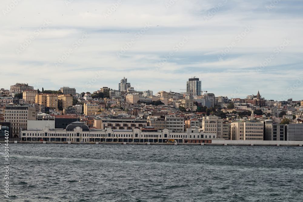 View of newly developed port and Beyoglu district on European side of Istanbul.