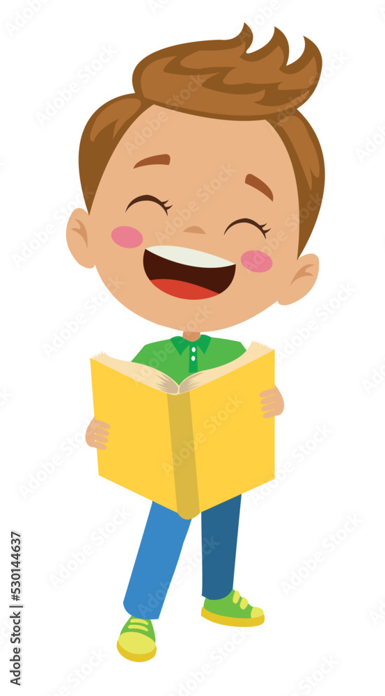 happy and cute student reading a book