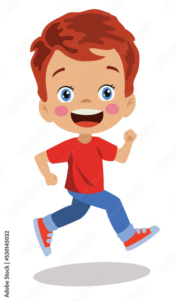 cute happy smart boy running