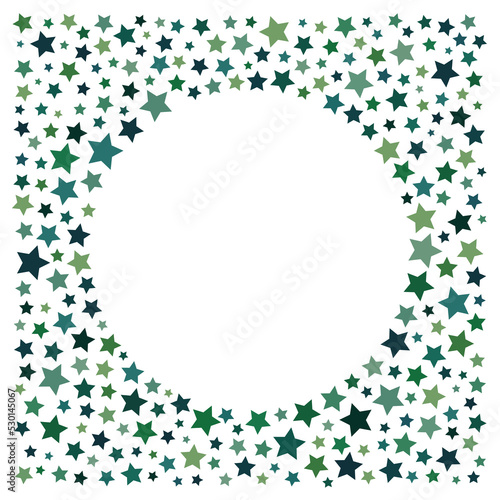 Green stars round frame, christmas holidays decorative transparent border