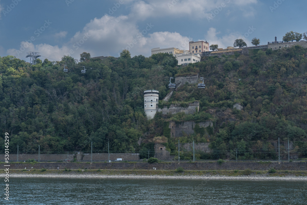 Naklejka premium View to the fortress called Ehrenbreitstein in the german city Koblenz