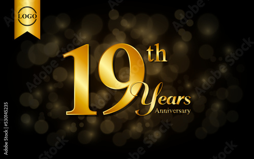 19th anniversary template design. for booklet, leaflet, magazine, brochure poster, banner, web, invitation or greeting card. Vector illustrations.