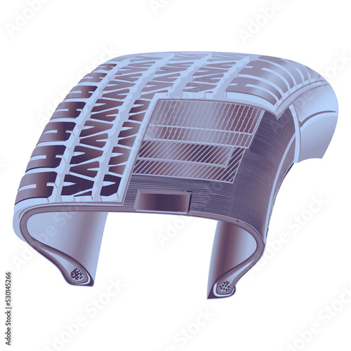 automobile tire construction cross section duotone