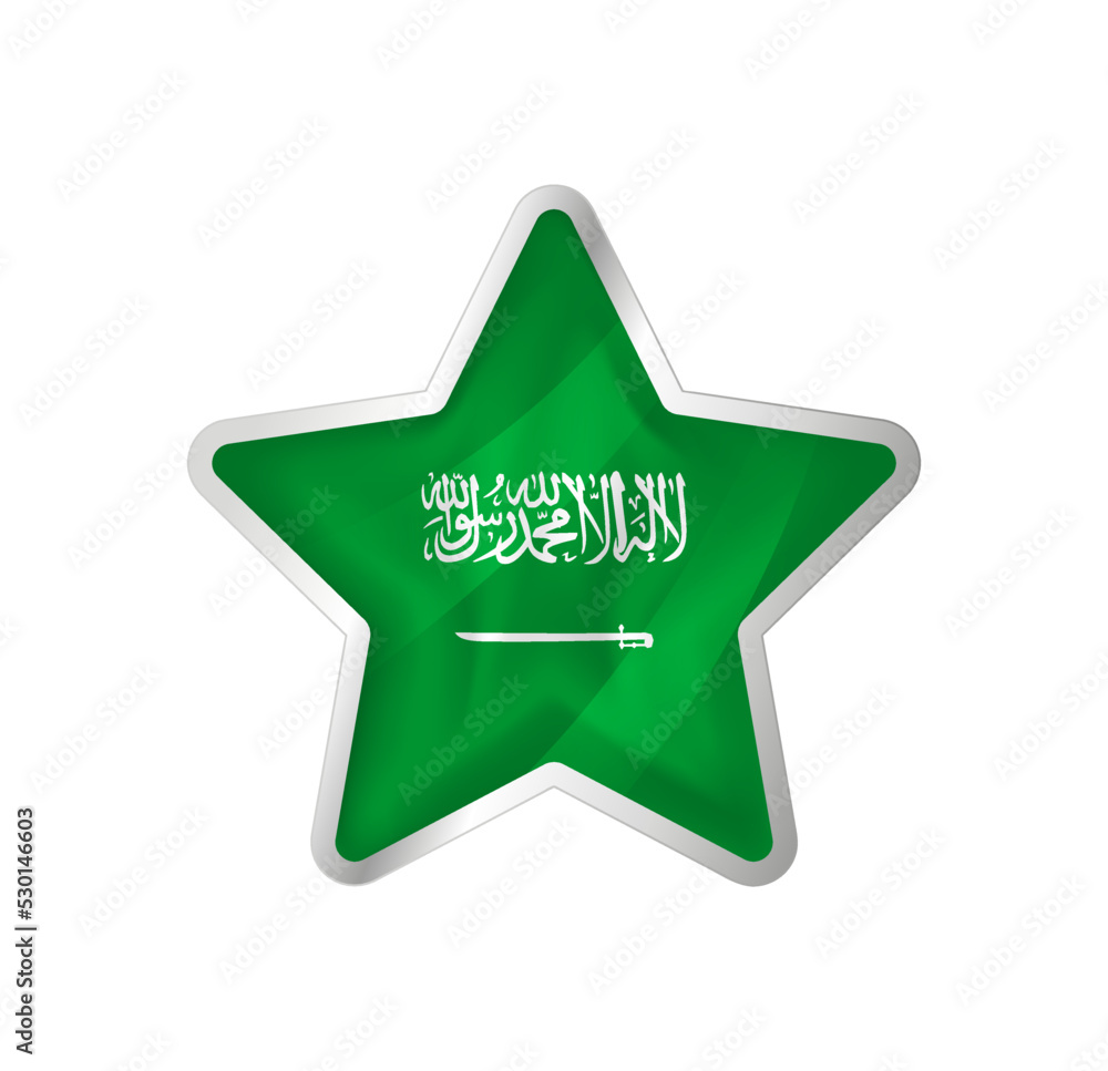 Saudi Arabia flag in star. Button star and flag template. Easy editing and vector in groups. National flag vector illustration on white background. Saudi Arabia flag in star. Button star and flag template. Easy editing and vector in groups. National flag vector illustration on white background.