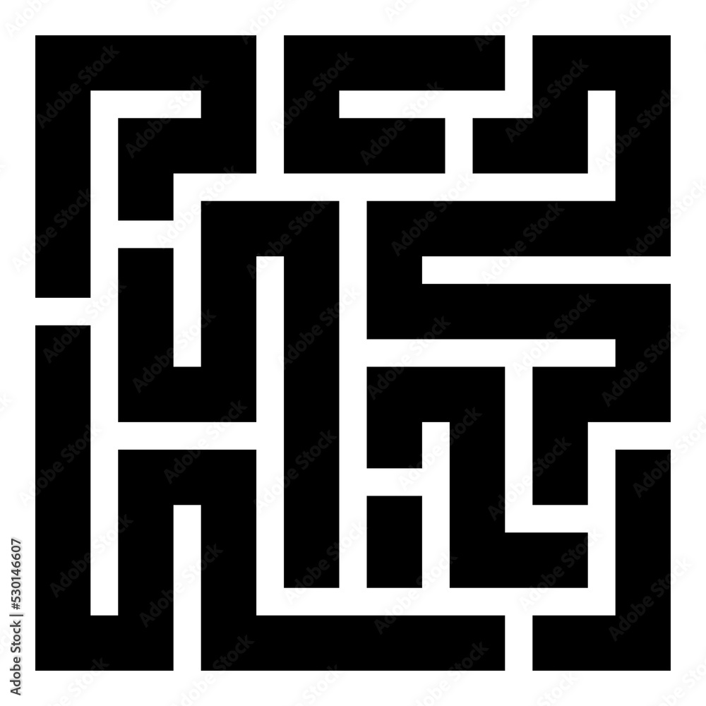 Juego de lógica simple con forma de laberinto cuadrado Juego de lógica simple con forma de laberinto cuadrado