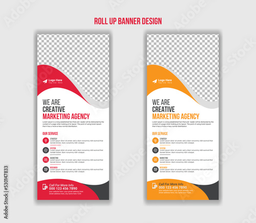 Creative and clean corporate, advertising, agency, business and marketing roll up banner template design