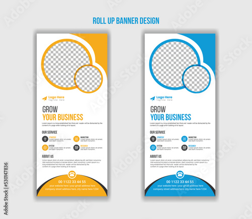 Creative and clean corporate, advertising, agency, business and marketing roll up banner template design
