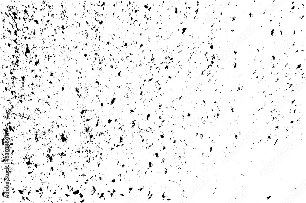 Abstract vector noise. Small particles of debris and dust. Distressed uneven background. Grunge texture overlay with fine grains isolated on white background. Vector illustration. EPS10.