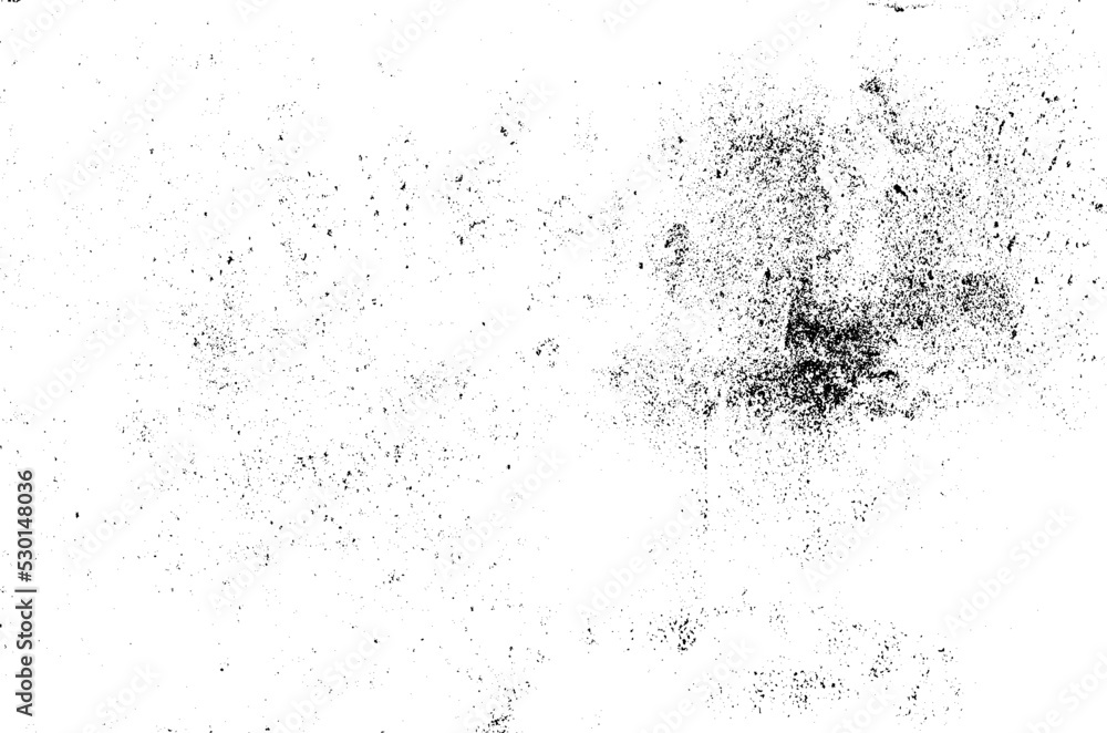 Monochrome texture composed of irregular graphic elements. Distressed uneven grunge background. Abstract vector illustration. Overlay for interesting effect and depth. Isolated on white background.