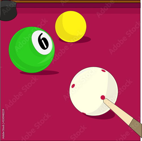 ball number 6 billiards will be shot into the hole and score