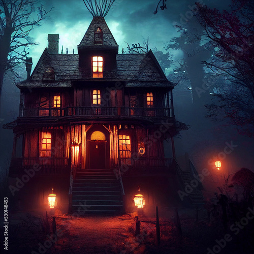 haunted house in the woods photo