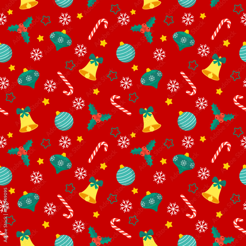 seamless christmas pattern template in cartoon style with christmas