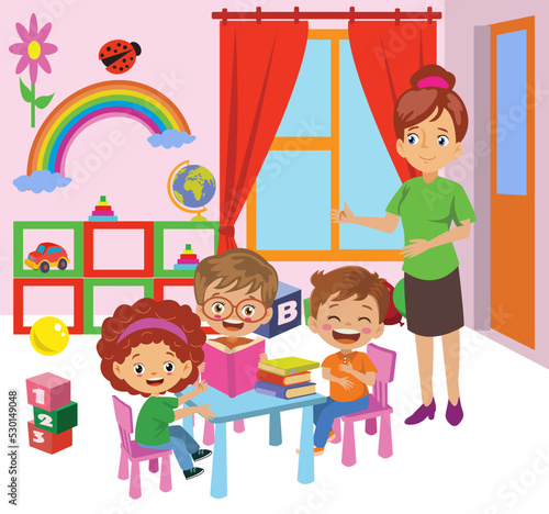 hardworking kids studying in class at school