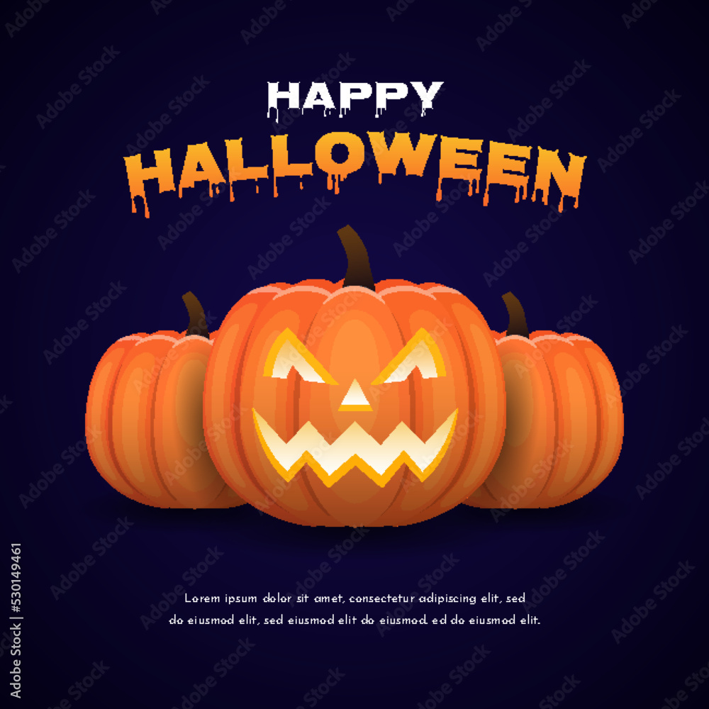 Halloween greeting cards, poster, or party invitations with calligraphy, halloween elements, pumpkins in night clouds. Design template for advertising, web, and social media. Halloween greeting cards, poster, or party invitations with calligraphy, halloween elements, pumpkins in night clouds. Design template for advertising, web, and social media.