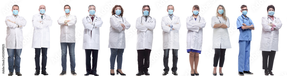 group of doctors in mask isolated on white group of doctors in mask isolated on white