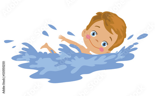 Happy Boy Swimming İn The Pool