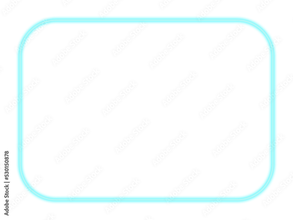 Neon lightning effect. Light blue, turquoise glowing rounded rectangle. Isolated png illustration, transparent background. Asset for overlay, montage, collage, border. Business, tech concept. Neon lightning effect. Light blue, turquoise glowing rounded rectangle. Isolated png illustration, transparent background. Asset for overlay, montage, collage, border. Business, tech concept.