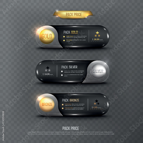 Button web price table pack on background color black 26