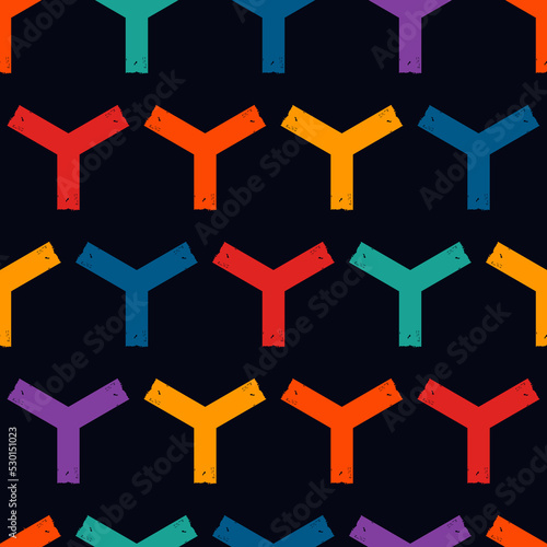 Paint brush geometrical ornament. Seamless pattern. Abstract backdrop. Crosses wallpaper. Geometric background. Ethnic hand drawn motif. Mosaic ornate. Digital paper. Textile print. Vector artwork.