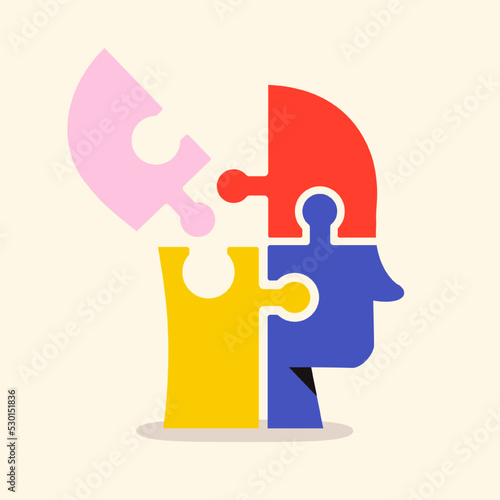 Mental health concept illustration color style for psyhology book, medical metaphor, poster, flyer, booklet, social media, advertising. Vector 10 eps