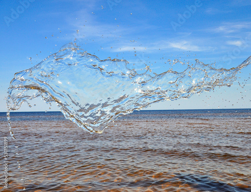 A splashing wave on the sea. Abstract Splash of Water on the sea Background