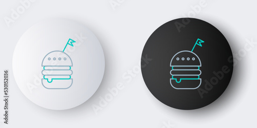 Line Burger icon isolated on grey background. Hamburger icon. Cheeseburger sandwich sign. Fast food menu. Colorful outline concept. Vector
